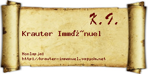 Krauter Immánuel névjegykártya